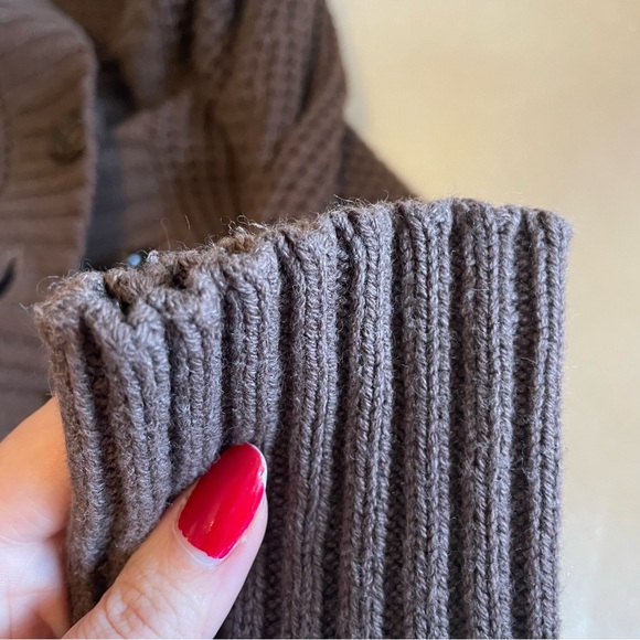 Y2K AEROPOSTALE BROWN KNIT CARDIGAN SWEATER WITH HOOD✨ - Picture 7 of 8